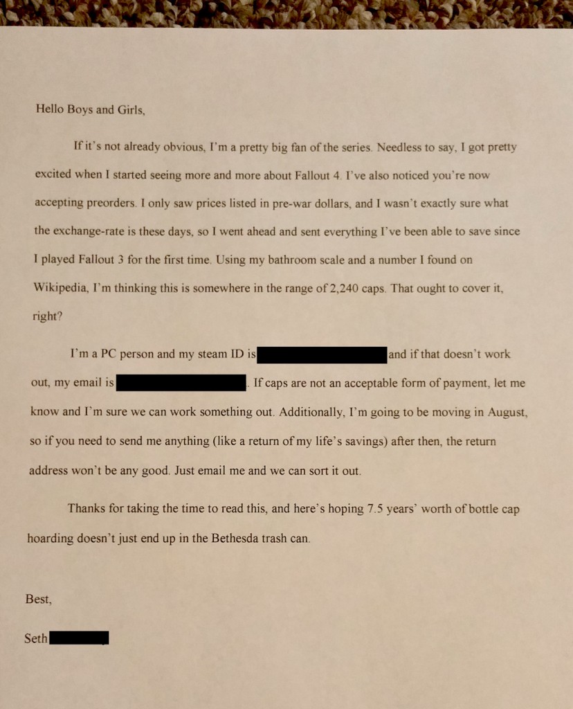 Fallout Fan Letter